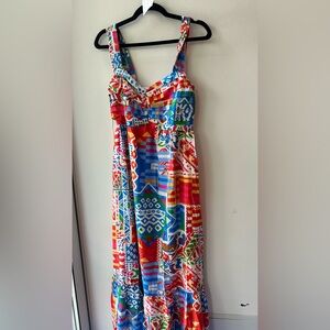 NWT Skies Are Blue, Multicolor Geometric Print Maxi Dress, Size S   811